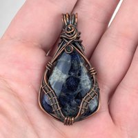 Handmade Copper Wire Wrapped Sodalite Pendant | Blue Gemstone Jewelry | Unique Gift | Boho