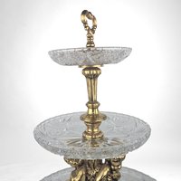 Vintage 3-Tier Brass & Glass Cherub Serving Stand, 18" High, Dessert Stand, Wedding Centerpiece, Unique Home Decor