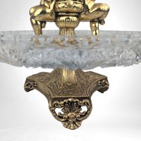 Vintage 3-Tier Brass & Glass Cherub Serving Stand, 18" High, Dessert Stand, Wedding Centerpiece, Unique Home Decor
