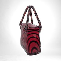 Vintage Art Glass Red Striped Purse | 9" Tall | Unique Home Decor | Bold Statement Piece
