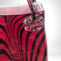 Vintage Art Glass Red Striped Purse | 9" Tall | Unique Home Decor | Bold Statement Piece