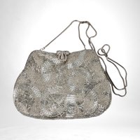 Vintage Silver Beaded Purse | Made in China | WPL11403 | Evening Bag | Unique Gift