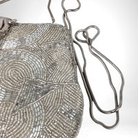 Vintage Silver Beaded Purse | Made in China | WPL11403 | Evening Bag | Unique Gift