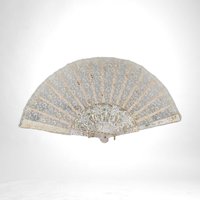 Vintage Chinese Folding Fan Decor | Lace and Plastic | 18" Wide | Unique Home Decor | Gift for Her