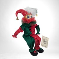 Vintage 1990 Judy Hunter Merry Joy Musical Jester Shelf Sitter | 8" Sitting | Plays "Send in the Clowns"