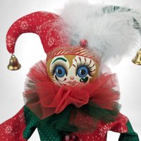 Vintage 1990 Judy Hunter Merry Joy Musical Jester Shelf Sitter | 8" Sitting | Plays "Send in the Clowns"