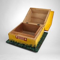 Hand Painted Wooden Treasure Box - Folk Art - Haitian Art - Signed Steph 2003 - Unique Gift - Decorative Storage - Keepsake Box