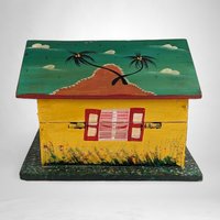 Hand Painted Wooden Treasure Box - Folk Art - Haitian Art - Signed Steph 2003 - Unique Gift - Decorative Storage - Keepsake Box