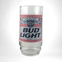 Vintage Bud Light Beer Glasses, Set of 4,  Classic Red Label,  Barware,  Man Cave Decor,  Collectible Glasses