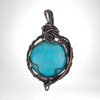 Handcrafted Copper Wire Wrapped Howlite Pendant | Unique Boho Jewelry