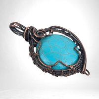 Handcrafted Copper Wire Wrapped Howlite Pendant | Unique Boho Jewelry
