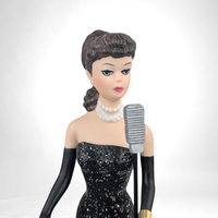 Vintage 1991 Brunette Barbie "Solo in the Spotlight" Music Box Figurine - 10" Ceramic, Excellent Condition w/ Box