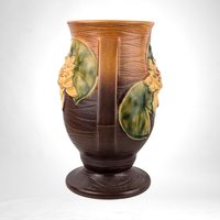 Vintage Roseville Waterlily Brown Vase | 9" Tall | 78-9 Shape | Art Pottery | Home Decor | Gift for Collector