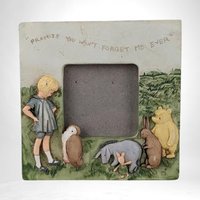 Vintage Set of 2 Small Classic Pooh Picture Frames | 3" Square