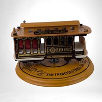 Vintage San Francisco Cable Car Music Box - Rotating Train, Collectible Souvenir, Home Decor, Gift for Travel Lovers, Powell and Hyde