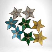 Set of 8 Vintage Star-Shaped Capiz Christmas Light Covers | Retro Holiday Decor | Unique Shell Ornament Covers for String Lights