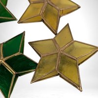 Set of 8 Vintage Star-Shaped Capiz Christmas Light Covers | Retro Holiday Decor | Unique Shell Ornament Covers for String Lights