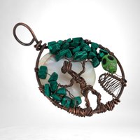Handmade Copper Wire Pendant, Male and Tree Halloween Necklace, Antiqued Copper Jewelry, Unique Gift for Him