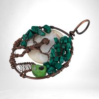 Handmade Copper Wire Pendant, Male and Tree Halloween Necklace, Antiqued Copper Jewelry, Unique Gift for Him