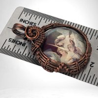 Handmade Copper Wire Wrapped Angelic Pendant, Antiqued Glass, Spiritual Jewelry, Unique Gift, One-of-a-Kind