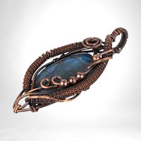 Wire Wrapped Blue Labradorite Pendant, Handcrafted Gemstone Jewelry, Unique Gift Idea