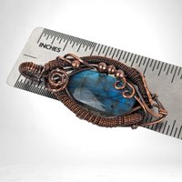 Wire Wrapped Blue Labradorite Pendant, Handcrafted Gemstone Jewelry, Unique Gift Idea