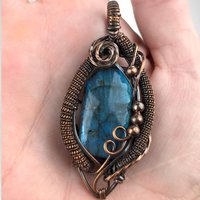 Wire Wrapped Blue Labradorite Pendant, Handcrafted Gemstone Jewelry, Unique Gift Idea