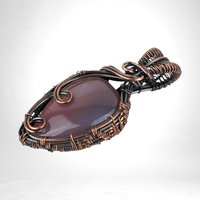 Handmade Copper Wire Wrapped Montana Agate Pendant, Unique Artisan Jewelry, Nature Inspired Gift