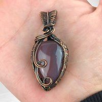 Handmade Copper Wire Wrapped Montana Agate Pendant, Unique Artisan Jewelry, Nature Inspired Gift