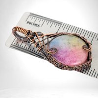 Handmade Copper Wire Wrapped Solar Quartz Pendant | Unique Bohemian Jewelry | Dyed Solar Quartz Cabochon | Gift for Crystal Lovers