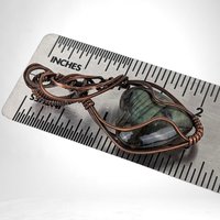 Handmade Copper Wire Wrapped Labradorite Heart Pendant | Unique Gemstone Jewelry | Antiqued Copper | Gift for Her