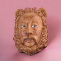 Vintage 1995 Clay Art Wizard of Oz Cowardly Lion, Tin Man and Cowardly Lion Wall Mask Set - Turner Entertainment - Whimsical Home Decor
