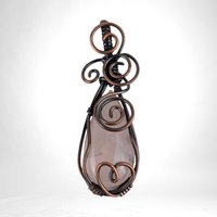 Handmade Copper Wire Wrapped Rose Quartz Pendant | Antiqued & Polished | Unique Gift for Her | Boho Jewelry | Crystal Healing