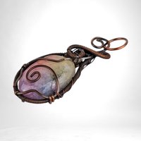 Handmade Dyed Solar Quartz Pendant in Antiqued Copper Wire | Vibrant, Unique Jewelry | 2"