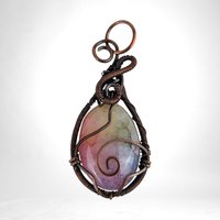 Handmade Dyed Solar Quartz Pendant in Antiqued Copper Wire | Vibrant, Unique Jewelry | 2"