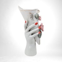 Vintage Hand Holding Vase, Ceramic Floral Vase, Unique Flower Vase, Lady Hand Vase, Shabby Chic Decor, Cottagecore Decor, Mother's Day Gift