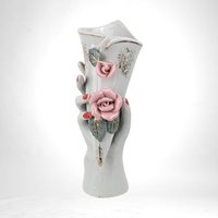 Vintage Hand Holding Vase, Ceramic Floral Vase, Unique Flower Vase, Lady Hand Vase, Shabby Chic Decor, Cottagecore Decor, Mother's Day Gift