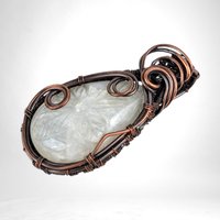 Gift for Her, Moonstone Pendant, Copper Jewelry, Birthday Gift, Christmas Gift, Bohemian Necklace, Wire Wrapped Pendant, Handmade