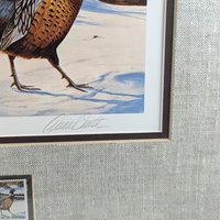 Vintage 1988 Minnesota Pheasant Habitat Stamp Print Framed, Signed Daniel Smith, Wildlife Art, Hunting Decor, Cabin Decor, Gift for Hunter