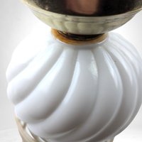 Vintage Milk Glass Lamp, Swirl, Boudoir Lamp, Bedside Lamp, Vanity Lamp, Farmhouse Chic, Cottagecore, 13.5" Tall, Rewiring Recommended
