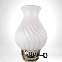 Vintage Milk Glass Lamp, Swirl, Boudoir Lamp, Bedside Lamp, Vanity Lamp, Farmhouse Chic, Cottagecore, 13.5" Tall, Rewiring Recommended