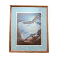 Vintage Dave Krech "On the Wings of Freedom" Framed Eagle Print, Wildlife Art, Inspirational Home Decor, American Bald Eagle | 23x19