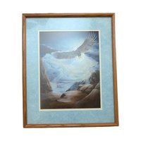 Vintage Dave Krech "On the Wings of Freedom" Framed Eagle Print, Wildlife Art, Inspirational Home Decor, American Bald Eagle | 23x19