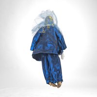 Vintage Pierrot Clown Figurine in Blue, 7.5" Tall, Sad Clown Decor, Collectible Clown, Mime Figurine, Gift for Clown Collector