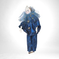 Vintage Pierrot Clown Figurine in Blue, 7.5" Tall, Sad Clown Decor, Collectible Clown, Mime Figurine, Gift for Clown Collector