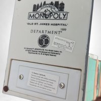 Vintage 1999 Department 56 Monopoly Old St. James Hospital Lighted Building with Figurine | Christmas Village Collectible | No Cord