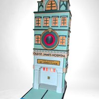 Vintage 1999 Department 56 Monopoly Old St. James Hospital Lighted Building with Figurine | Christmas Village Collectible | No Cord