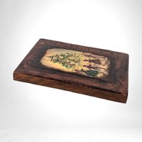 Vintage Wooden Plaque with Christmas Scene | Rustic Holiday Decor | Wall Hanging | 8 1/2" x 6 1/2"