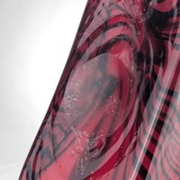 Vintage Art Glass Red Striped Purse | 9" Tall | Unique Home Decor | Bold Statement Piece