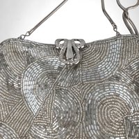 Vintage Silver Beaded Purse | Made in China | WPL11403 | Evening Bag | Unique Gift